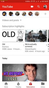 Youtube nouveau design barre navigation